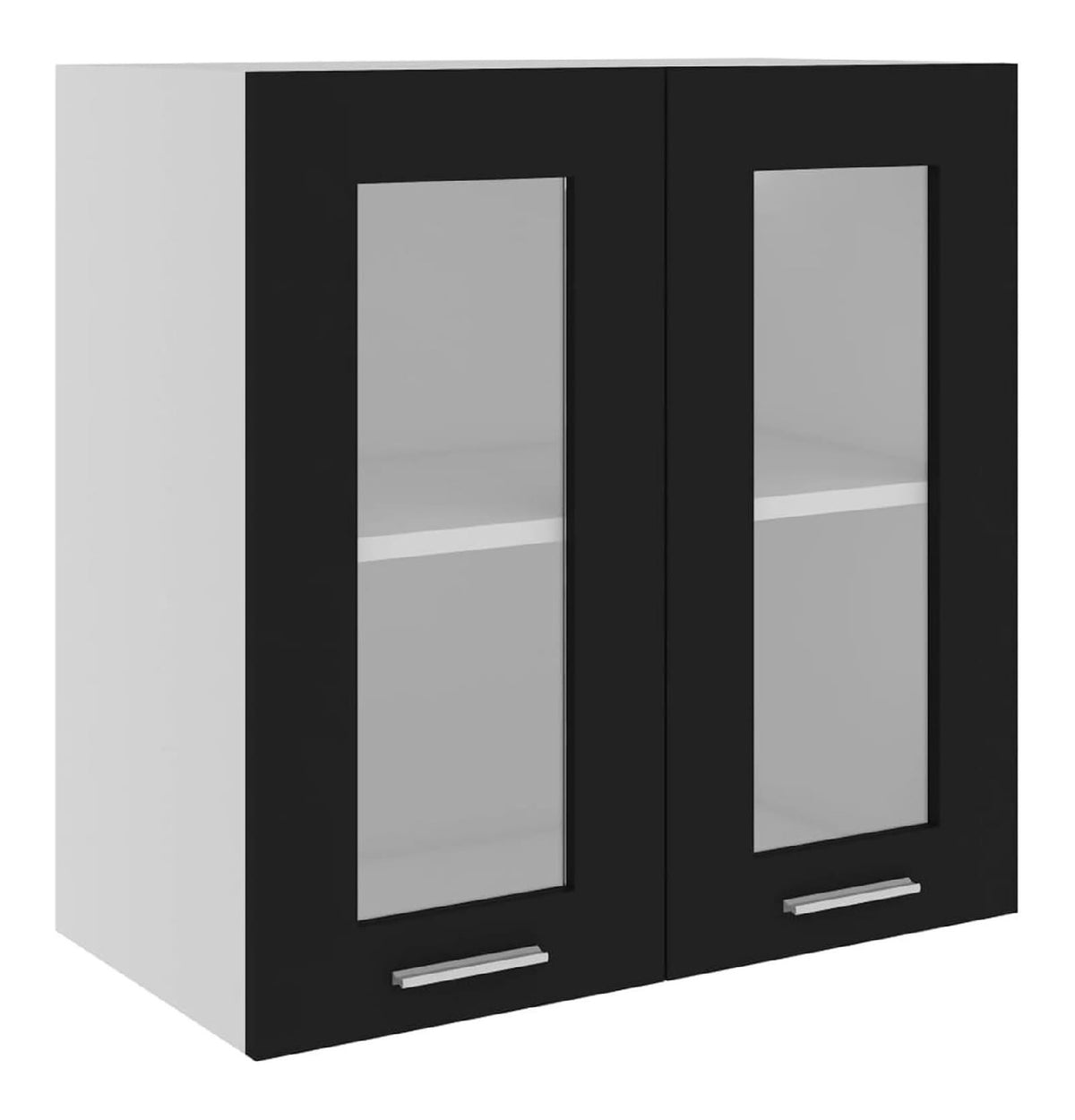 Hangeglasschrank Hangeschrank Kuchenschrank Kuchenzeile Kuchenmobel Wandschrank Einbaukuche Schrank Aufbewahrungsschrank Kuchenhangeschranke Oberschrank Schwarz 60x31x60 cm Holzwerkstoff