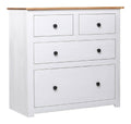 Wei es Sideboard 80x40x83 cm aus massivem Kiefernholz mit Vier Schubladen, rustikales Design fur Wohnzimmer, Flur oder Kuche, handgefertigt, individuell, mit Wandhalterung, langlebig