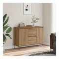 Sideboard Artisan-Eiche Holzwerkstoff mit Eisenbeinen 101,5x35x70 cm Stauraumschrank fur Wohnzimmer und Esszimmer, Robustes Buffet Cabinet fur Kuche und Wohnbereich