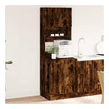 Hochwertiger Kuchenschrank aus Rauchereiche 60x50x180 cm mit viel Stauraum, Holzwerkstoff, ideal fur Kuche, Esszimmer, Restaurant, WG, mit Turen Schubladen und Wandhalterung