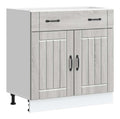 Kuchen-Unterschrank Lucca Grau Sonoma Holzwerkstoff mit verstellbaren Fu en, 80x46x81,5 cm, Kuchenschrank mit Schubladen, Buffetschrank, Sideboard Kuche, moderner Vorratsschrank