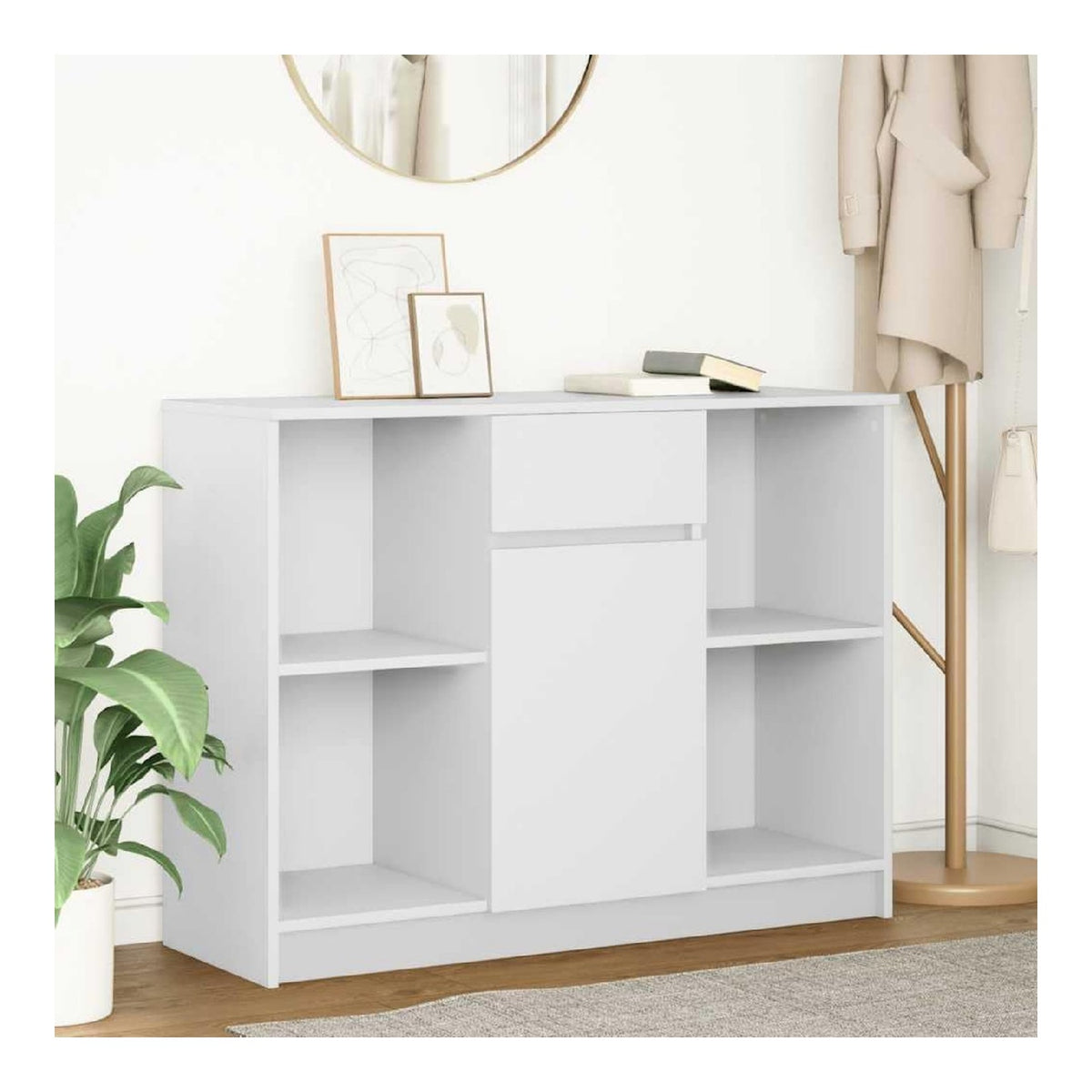 Sideboard mit Schublade Wei 101x35x76 cm Holzwerkstoff vielseitiger Stauraum fur Wohnzimmer Kuche Flur Mobel Kommode