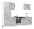 7-tlg Kuchenmobel Set Kalmar Betongrau Holzwerkstoff, inkl Spulenunterschrank 80x46x81,5 cm sowie Hangeschranke bis 50x31x60, inklusive Stauraum fur Kuche Essbereich, fur Buros und Kantinen