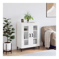 Sideboard Kuchenschrank 69,5x34x90 cm Mehrschichtholz Klassischer Stil Mehrzweckschrank Buro Buffet Gro er Stauraum Stauraum Esszimmer Schrank Organizer Wei glanzend