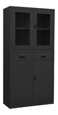 Mehrzweckschrank Sideboard Kuche Beistellschrank Buroschrank Anthrazit 90x40x180 cm Stahl gehartetes Glas