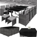 Hochwertige tectake Gartenlounge Set Polyrattan Gartenmoebel Set 8 4 1 Terrassenm?belSet 8 Stuehle 4 Fu?fu?hocker 1 Balkon Moebel als Wuerfel verstaubar geeignet f¨¹r Balkon Terrasse grau hellgrau Variante 446