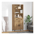 Highboard Artisan-Eiche Holzwerkstoff 69,5 x 34 x 180 cm mit 2 Schubladen und Turen, moderner Sideboard Stauraum fur Esszimmer und Wohnzimmer, langlebiges Buffet Cabinet mit viel Platz