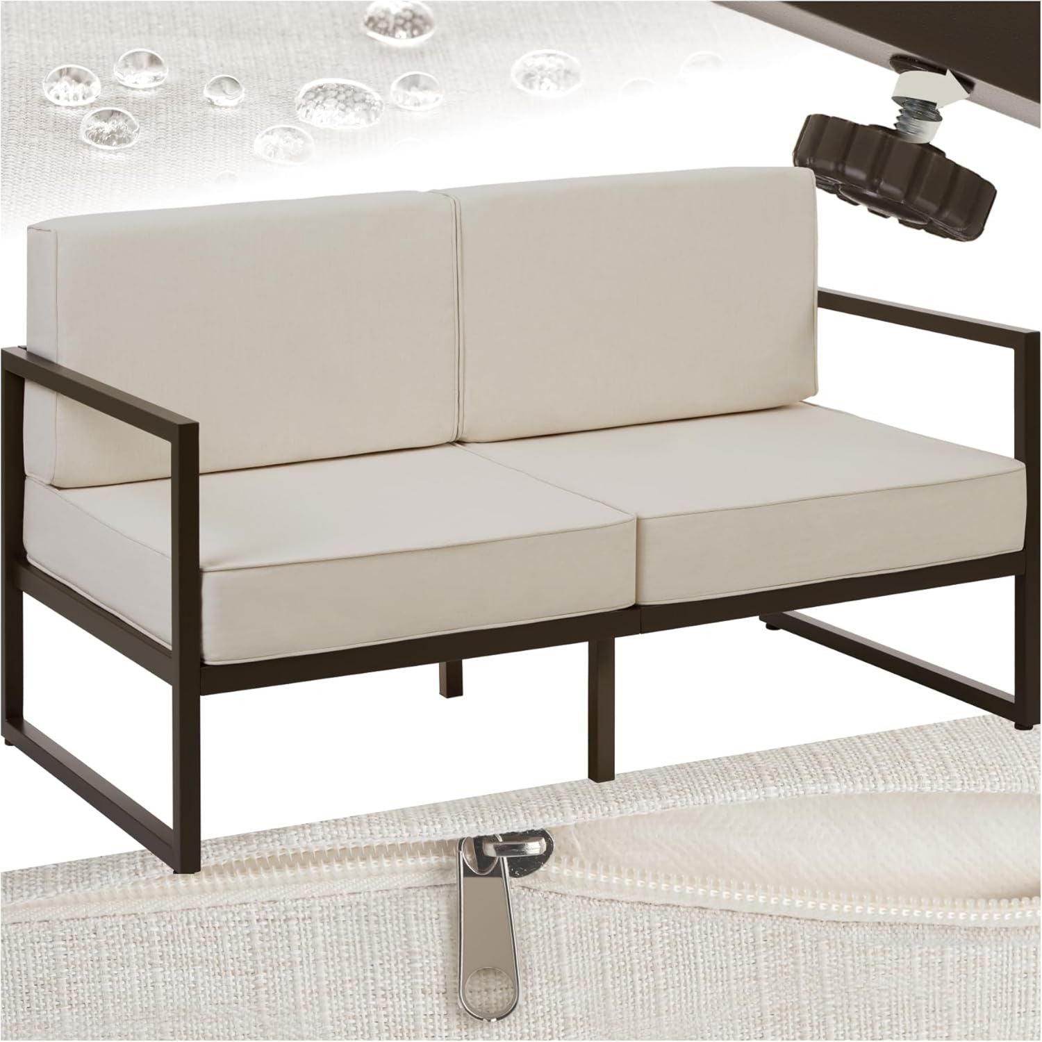 Hochwertige tectake Lounge Sofa 2 Sitzer Couch Gartenmoebel Balkonmoebel Terrassenmoebel Wintergarten Lounge Moebel Gartenbank wetterbest?ndig Sitzbank ausgestattet mit Lehne Gartenlounge 2 Sitzplaetze Variante 406