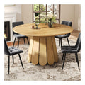 Esstisch rund ausziehbar 118-158cm, moderner Kuchentisch fur 4-8 Personen, Esszimmertisch mit stabil Blutenfu , Versteckter Stauraum, oval balkontisch fur Wohnzimmer, Esszimmer, Buro, Holzfarbe