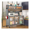 5-stufiges Kuchenbackerregal mit Klappturschrank, Kreative DIY-Ruckwandplatine, mit Bremsbaren Rollen, fur Kuche, Esszimmer, Wohnzimmer (Size : 120cm/47in)