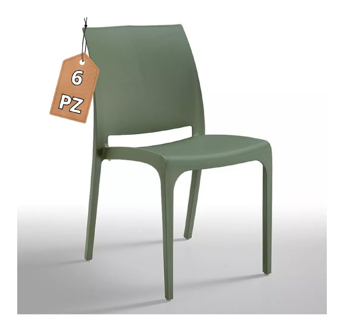 Tomaino - Kuchenstuhl aus Kunststoff - Set mit 6 stapelbaren Kunststoffstuhlen mit Armlehnen fur Au en und Innen - Stuhle fur Garten, Wohnzimmer, Balkon oder Bar - Grun