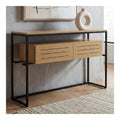 Konsolentisch HWC-P46AM, Metall MDF 80x120x40cm - Bambus-Optik