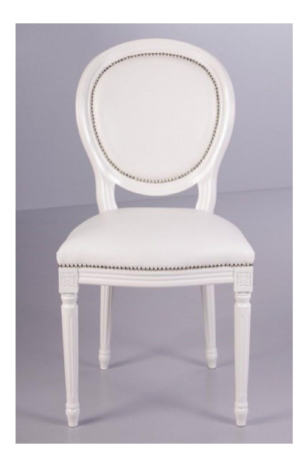 Barock Esszimmer Stuhl Wei /Wei Lederoptik - Designer Stuhl - Luxus Qualitat