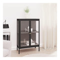 Sideboard Schwarz 75x35x105 cm Stahl und Glas