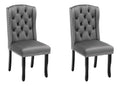 Eleganter Samt Esszimmerstuhl mit Knopfheftung, massiven Eichenholzbeinen, ergonomischer Ruckenlehne,S-Federung,hochdichtem Schaumstoff,Ziernageln,Zuglasche aus Metall,stabiler Konstruktion (Beige,2)