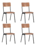 4er Set Esszimmerstuhle aus massivem Sperrholz und Stahl, Moderne Stapelbare Kuchenstuhle fur Esszimmer und Kuche, Robuste Essstuhle im Industrie-Stil, Braun und Schwarz
