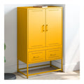 Schranke und Aufbewahrung, Buffets und Sideboards, Highboard, Senfgelb, 68 x 39 x 111,5 cm, kaltgewalzter Stahl