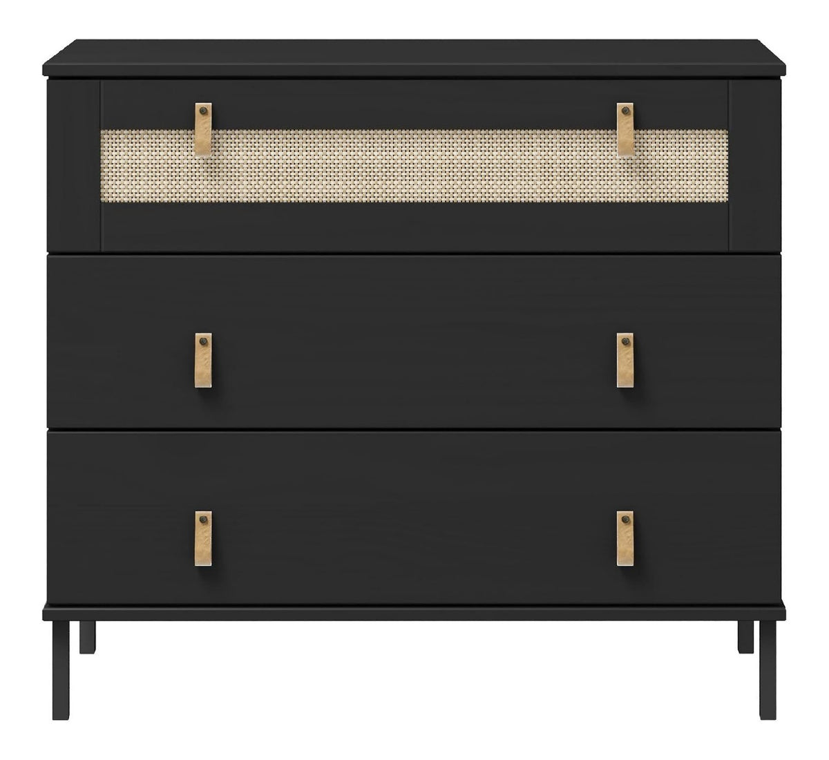 Valencia - Sideboard Kiefer massiv lackiert 90x80x40 cm Kommode Schrank schwarz