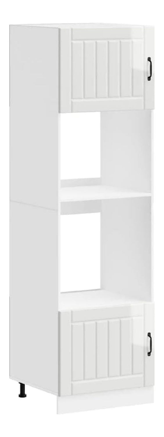 Herdumbauschranke 2 STK Hochglanz-Wei Holzwerkstoff Kuchenschrank mit verstellbaren Fu en 60x57x207 cm Kuchenkommode modern platzsparend fur Kuche und Vorratsschrank