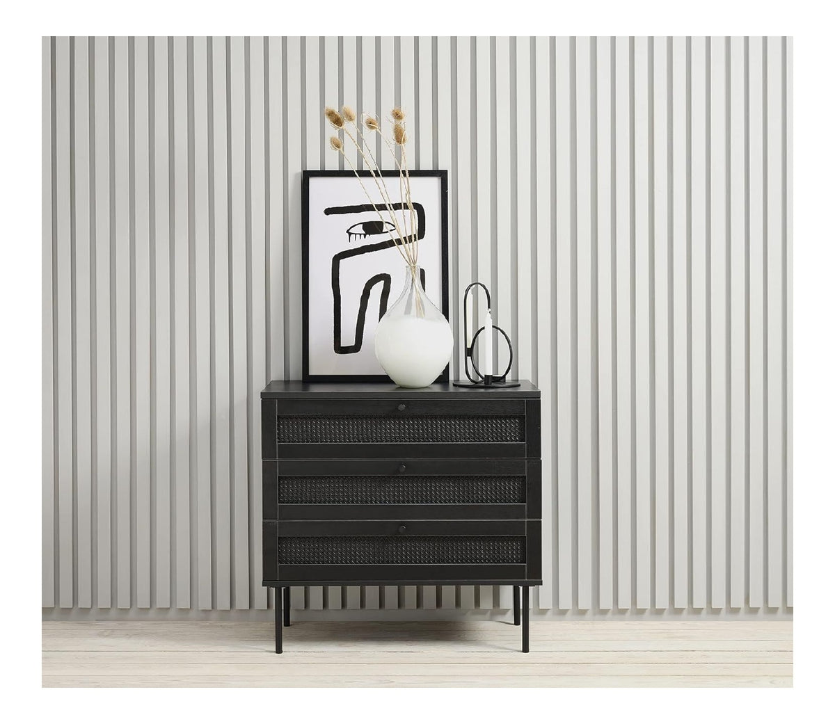 Kommode Pensacola (B/H/T: 80x75x40 cm) in schwarz - 80x75x40 (BxHxT)