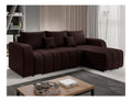 Velvet Ecksofa in L-Form 245 x 86 x 147 cm mit Schlaffunktion und Bettzeugbehalter - Schlafsofa mit Bettkasten - Eckcouch mit Stauraum - Rechts Couch Velours - Farbe: Braun MO29
