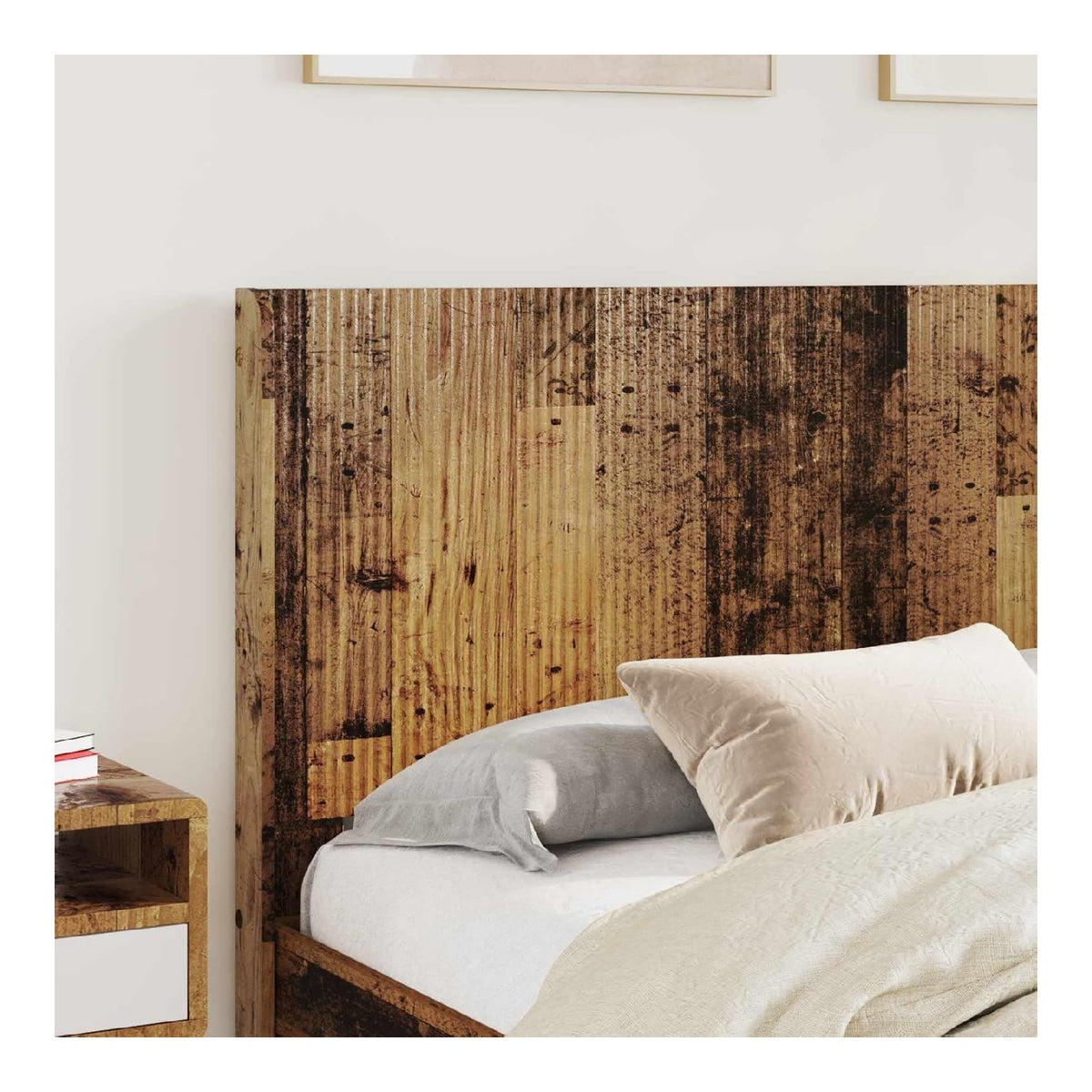 Bett mit Kopfteil und Stauraum, antikes Holz, 120 x 200 cm