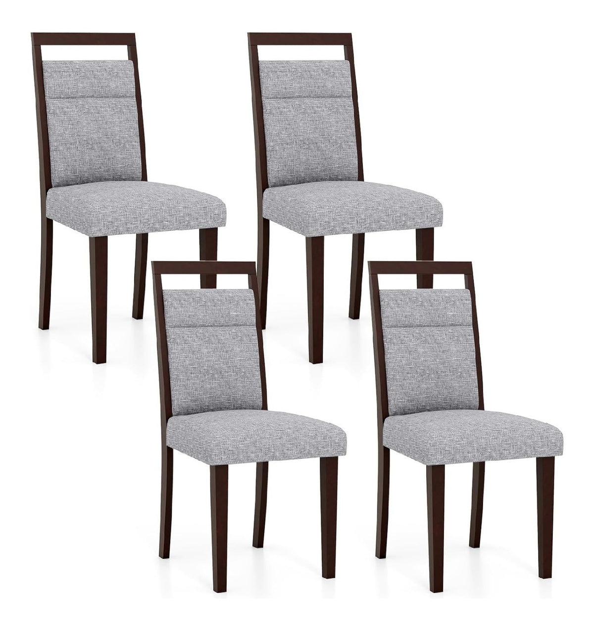 Esszimmerstuhle 2er Set, Kuchenstuhl Holz, Esstisch Stuhle mit gepolsterter Sitz, Holzstuhle gepolstert, bis zu 150kg belastbar, Stuhle fur Esszimmer, Kuche, Wohnzimmer, modern (Grau,4)