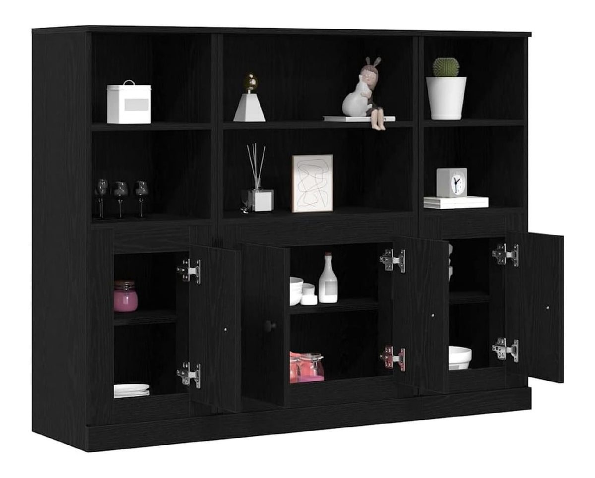 Highboard Schwarz Eichen-Optik 132 x 35,5 x 103,5 cm