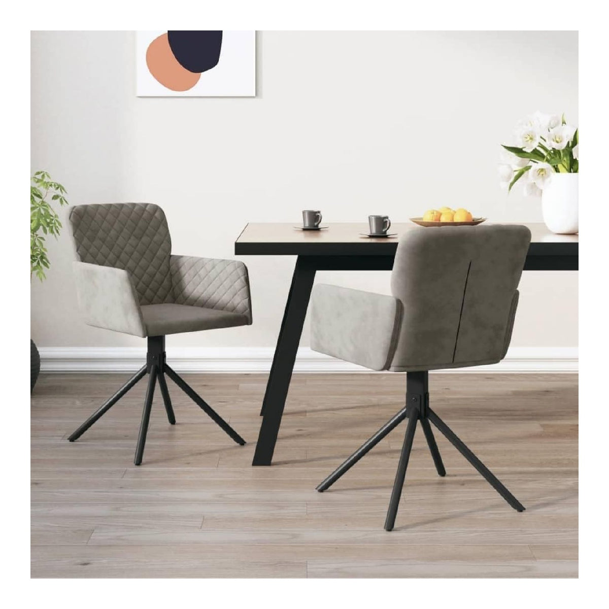 Esszimmerstuhle 2 STK. Drehbar Hellgrau Samt,Grau,14.9KG