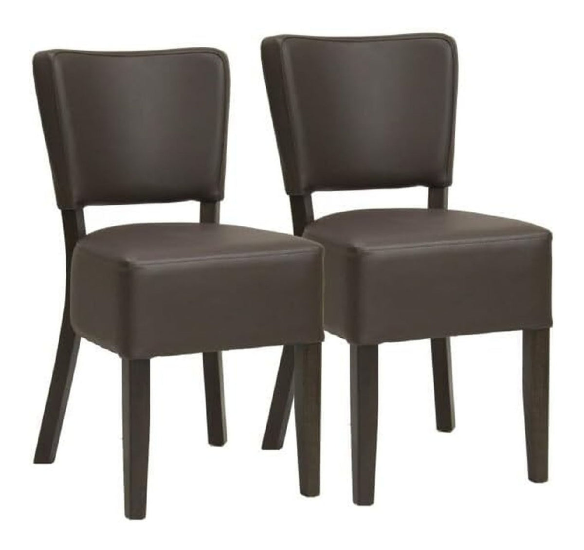 METRO Professional Restaurantstuhl Jack 2er Set, Buchenholz/Kunstleder Braun, 83 cm Hohe, Gepolstert