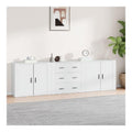 Sideboards 3 STK. Wei Holzwerkstoff 80x33x70 cm, Sideboard Buffet Cabinet mit Stauraum, Kuchen Sideboard fur Esszimmer, Credenza fur Wohnzimmer, Aufbewahrungsschrank