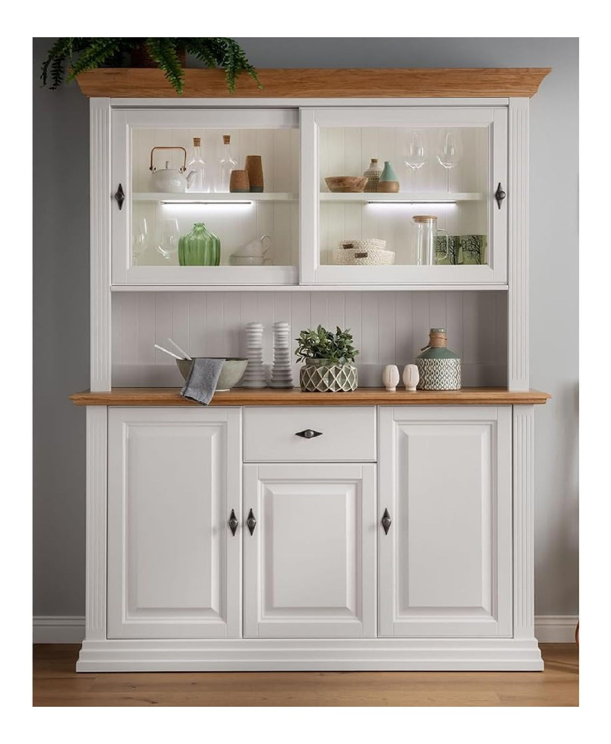 Buffetschrank, Kiefer wei mit Eiche