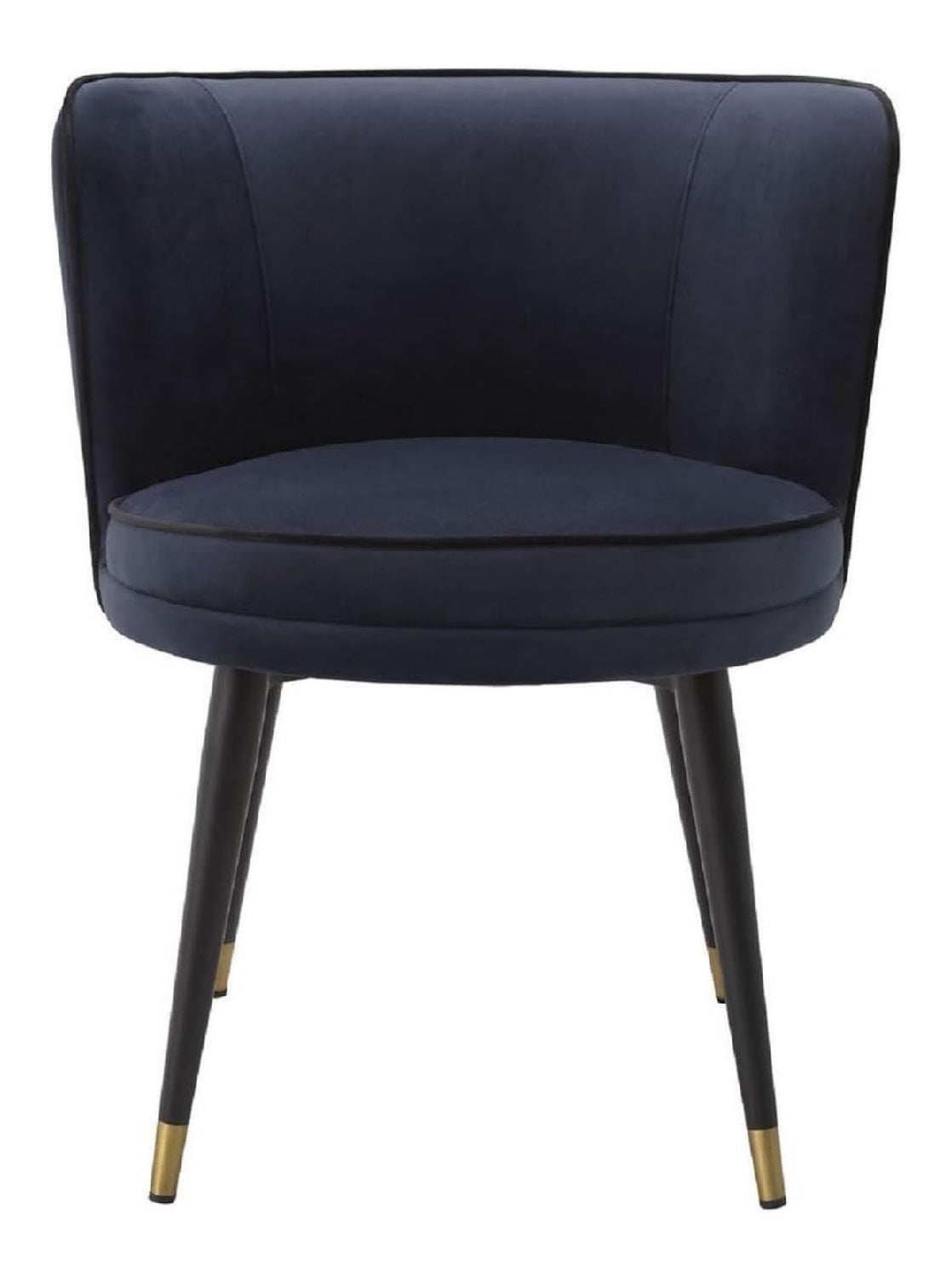 Luxus Samt Esszimmerstuhl Mitternachtsblau/Schwarz/Messingfarben 62 x 62 x H. 76 cm - Drehbarer Kuchenstuhl - Drehstuhl - Vintage Retro Stuhl - Esszimmermobel