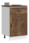 Schubladenschrank mit Tur Sideboard Kuche Organizer Geraumiger Kuchenschrank mit Viel Stauraum Kuchenmobel Aufbewahrungsschrank Rauchereiche 50x46x81,5 cm Holzwerkstoff