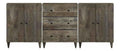 3-TLG. Sideboards Esszimmer Sideboard Hellgrau 60x33,5x75 cm Massivholz Mango mit starker Oberplatte und reichlich Stauraum