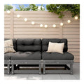 Mittelsofas fur den Garten, 2 Stuck, grau, massives Kiefernholz, Mobelstuck fur den Garten, Schlafsofa, Wohnzimmer, Couch, Sofas fur den Au enbereich, fur Wohnzimmer, Terrasse, Au enbereich