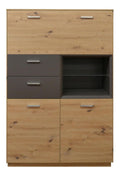 Highboard Frame Schrank Kommode in asteiche/Lava matt Lack B/H/T: 99x151x41 cm