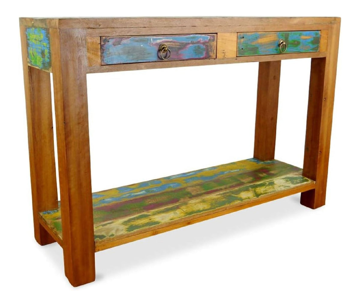 Asiatische Anrichte aus Massivholz - 110x35x75cm - Handgefertigt, Sideboard aus nachhaltigem Teak Holz, Robust und Zeitlos (Braun)