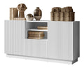 Kommode Liwerio 150 2D1SZ mit 2 Turen, Schublade und 2 Ablagefacher, geriffelte Fronten, Highboard, Anrichte, Mehrzweckschrank (Wei )