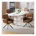 Esszimmerstuhle Drehbar mit Armlehne 4er Set, 360 Drehbar Polsterstuhl Kuchenstuhl aus PU-Leder, Stuhle Esszimmer Schminkstuhl mit Metallbeine fur Esszimmer Kuche Schlafzimmer, Braun