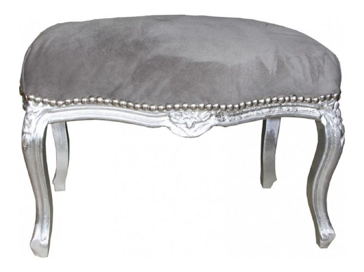 Barock Sitzhocker Medium Grau/Silber - Antik Stil Mobel - Hocker