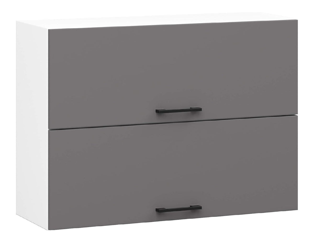 Kuchen-Hangeschrank OLIWIA G2 80 cm mit 2 Turen Kuchenschranke Geraumig Fur kleine Kuche Fur eine Kuchenzeile Als Teil eines Sets B80 x H58 x T30 cm 21,60 kg Wei & Graphitgrau