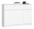 Kommode K 140 cm 3 Schubladen und 3 Turen fur Wohnzimmer Schlafzimmer Schrank Arbeitszimmer Modernes Funktionales Design Schichtstoffplatte 16mm Farbe Wei