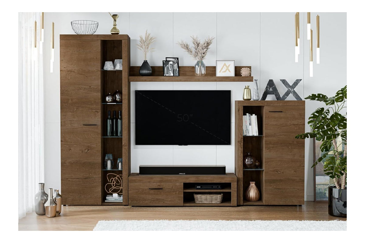 AXLIVING Spacoro Wohnwand Eiche Lefkas Wohnzimmerschrank 270 cm