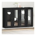 Wandschrank 2 Stuck Schwarz Eiche 69,5 x 34 x 90 cm Technisches Holz mit Glas, modernes Buffet fur Wohnzimmer und Esszimmer, modulares Design und robuste Oberflachen