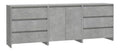 3-TLG. Sideboard Betongrau Holzwerkstoff