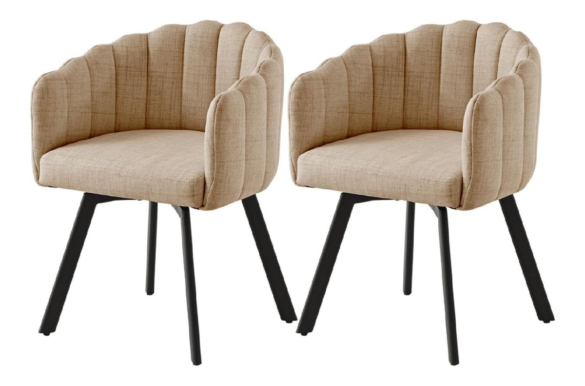Esszimmerstuhle Drehbar, 2er Set Drehstuhle Esszimmer mit Armlehnen, Polsterstuhle aus Leinenstoff, Drehsessel mit Metallbeinen, Kuchenstuhle, Sessel Wohnzimmer (2, Khaki)