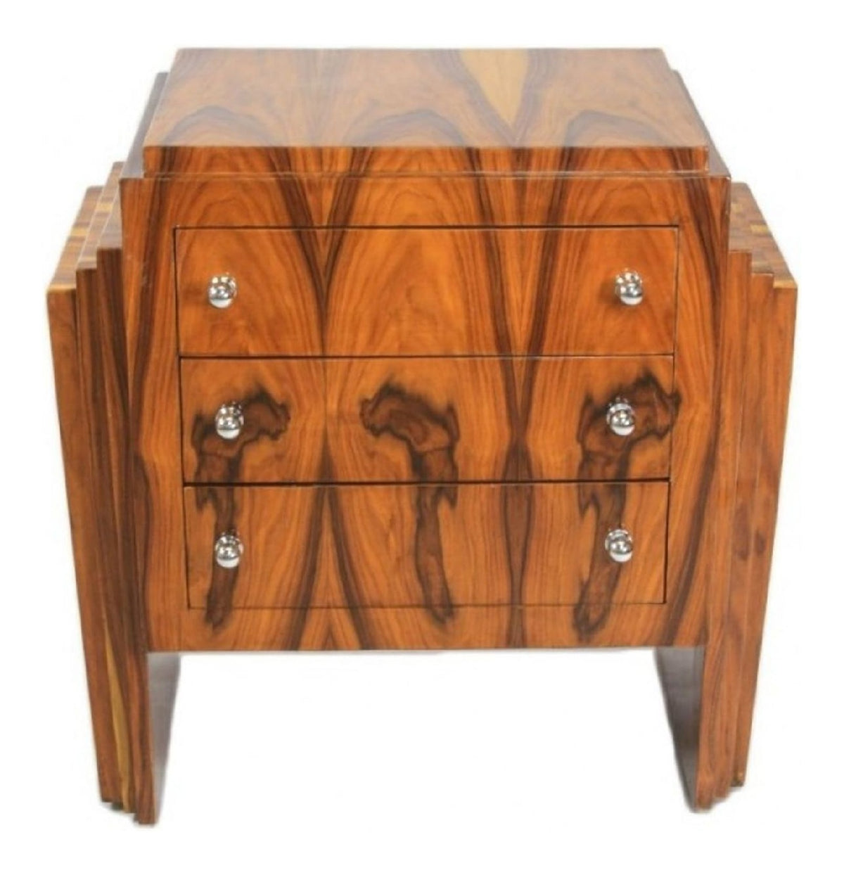 Art Deco Kommode Mahagoni - Handgefertigt aus Massivholz - Nachtschrank Nachttisch Kommode
