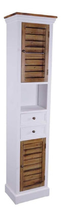 Landhausmobel Kommodenturm Paris schmal Holz 2 Schubladen Vintage Look Creme wei - Landhaus