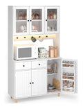 Blishom Hohes Kuchenbuffet mit Steckdosen & LED, Sideboard fur Kuche, Wei
